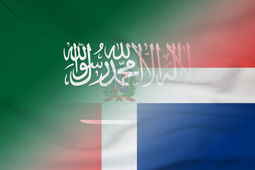 Saudi Arabia and Dominican Republic official flag transborder contract DOM SAU