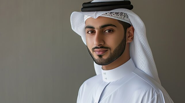 A confident Muslim man in traditional dress