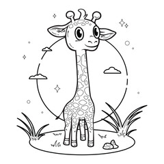 Hand drawn giraffe outline illustration