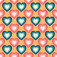 Geometric pattern with love hearts for Valentines Day. Seamless pixel textured pink white gingham check plaid illustration for gift paper, tablecloth, picnic blanket, other fashion fabric design.