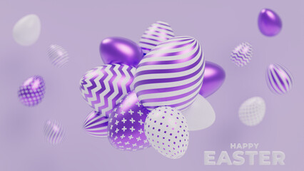 Photo 3d rendering of easter decorative eggs