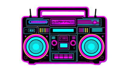 Neon retro Boombox illustration sticker