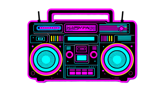 Neon retro Boombox illustration sticker