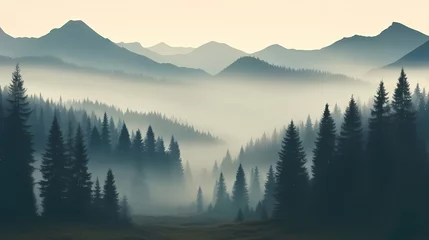 Cercles muraux Forêt dans le brouillard Forest landscape, exotic foggy forest