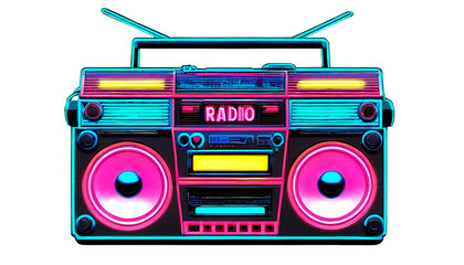 Neon retro Boombox illustration sticker