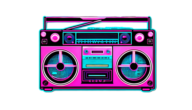 Neon retro Boombox illustration sticker
