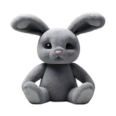 Plush 3D gray hare on a transparent background