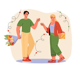 Couple gives gifts vector concept