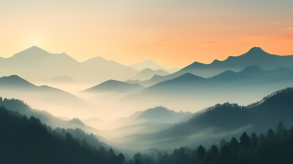 Obraz premium Forest landscape, exotic foggy forest