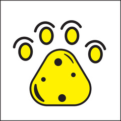 animal paw print illustration vector design in black and yellow colors. Suitable for logos, icons, posters, advertisements, banners, companies, t-shirt designs, stickers, websites.