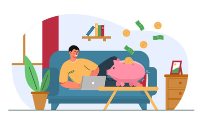 Happy millionaire in home vector