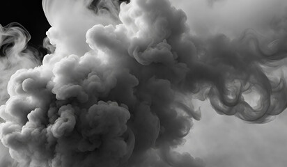 Smoke surrounded by black and white clouds.