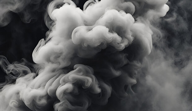White smoke is rising on a black background
