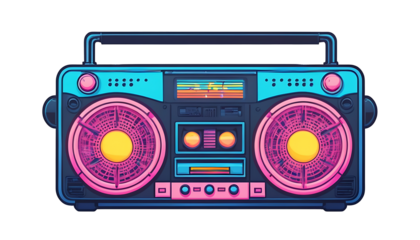 Neon retro Boombox illustration sticker