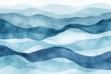 Fototapeta premium Abstract wave watercolor background in blue hues Offering a serene and fluid design for calming and creative projects