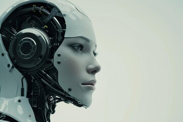 Artificial intelligence concept with a female robot face Symbolizing the advancements in ai and its potential impact on society