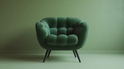 Green Chair on White Floor