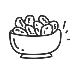 Hand drawn dates, moslem, fasting, islam, ramadan, Ramadan Fasting. Vector illustration.