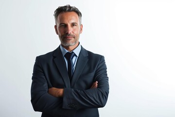 Middle-aged businessman Confident and professional portrait Isolated on a white background Symbolizing leadership Success And corporate authority