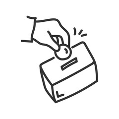 Hand drawn Donation box vector icon. Flat vector donation box doodle. Zakat doodle vector.