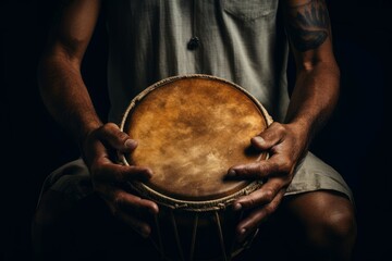 Musical Man drum folk hands. Artist person. Generate Ai