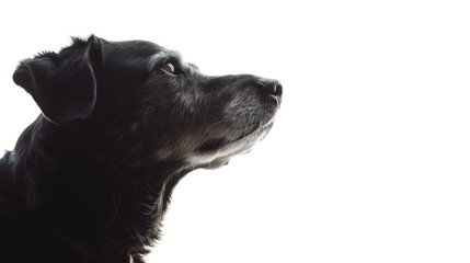 Portrait of a black dog on a white background. Studio shot.