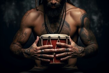 Skillful Man drum folk hands. Artist person. Generate Ai - obrazy, fototapety, plakaty