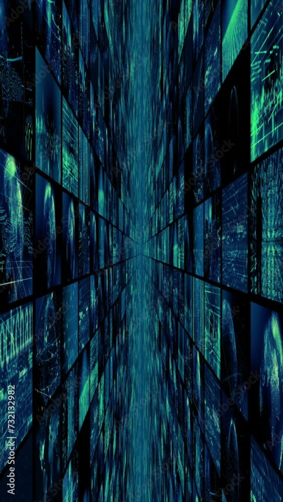 Canvas Prints digital infinity data stream. vertical design in 9:16 ratio for smartphone and social media