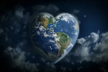 Papier peint adhésif Pleine Lune arbre Heart of Earth: A Call for Unity and Sustainability on Earth Day