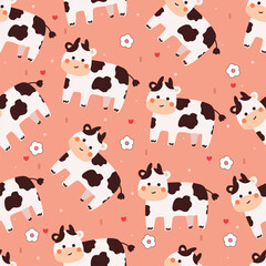 seamless pattern cartoon cow. cute animal wallpaper illustration for gift wrap paper