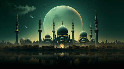 Glowing background for muslim feast in holy month of Ramadan Kareem