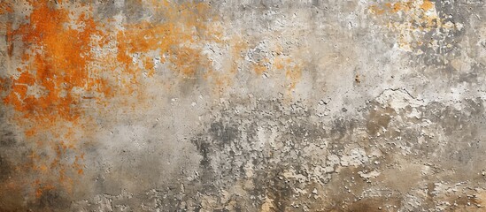 A detailed view of a concrete wall, combining shades of gray and orange. The textured surface resembles a natural landscape with hints of wood and grass-like patterns.