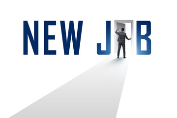 Employment concept with road leading to door