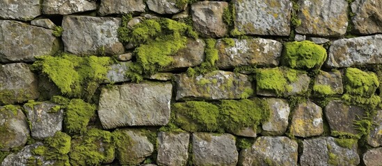 Old stone wall with mossy texture