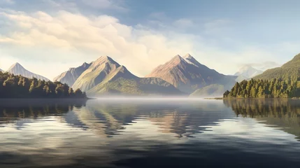 Washable wall murals Reflection Mountains reflected in the water