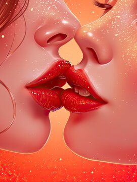 International Kissing Day poster design background, realistic, HD, copy space - generative ai