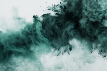 Abstract green powder on white background 