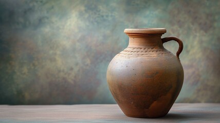 A rustic terracotta pot against an artistic background