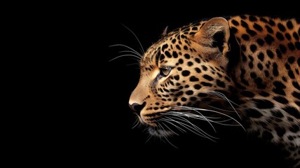 Obraz premium Leopard's head profile against a dark background