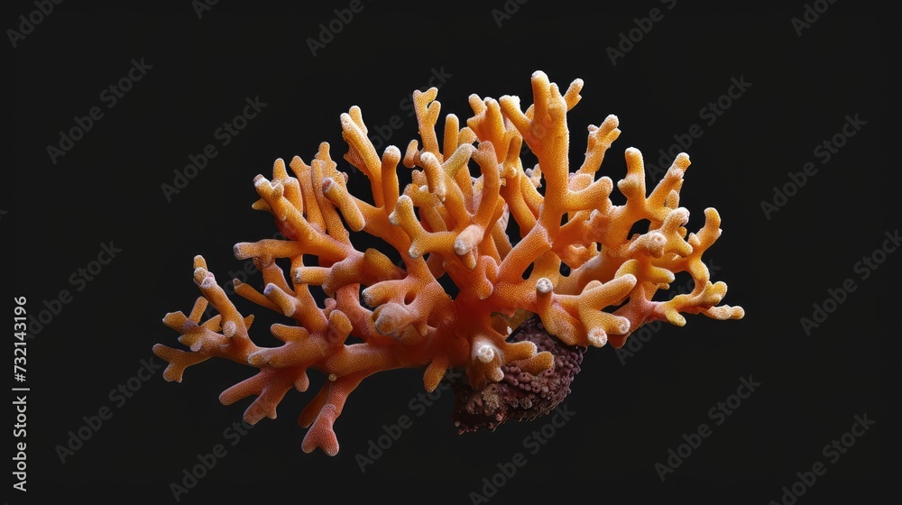 Wall mural Tube Coral in the solid black background