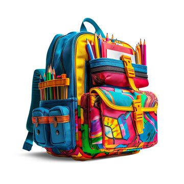 school backpack isolated on white