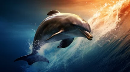Foto op Plexiglas Dolphin in the sea. Neural network AI generated art © mehaniq41