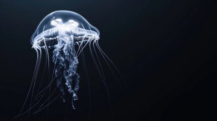 Crystal Jellyfish in the solid black background