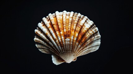 Scallop in the solid black background