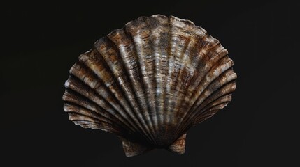 Scallop in the solid black background