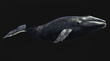 Bowhead Whale in the solid black background