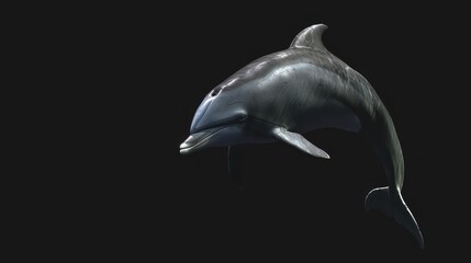 Obraz premium Irrawaddy Dolphin in the solid black background