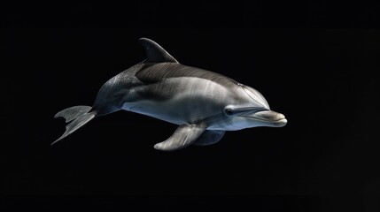 Irrawaddy Dolphin in the solid black background