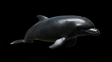 Irrawaddy Dolphin in the solid black background