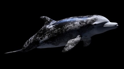 Risso's Dolphin in the solid black background